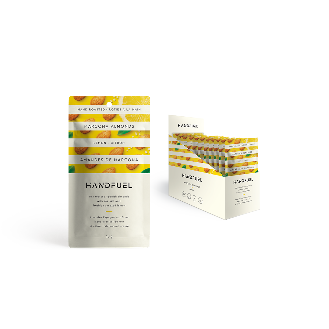 LEMON MARCONA ALMONDS 40G X 12 – Handfuel